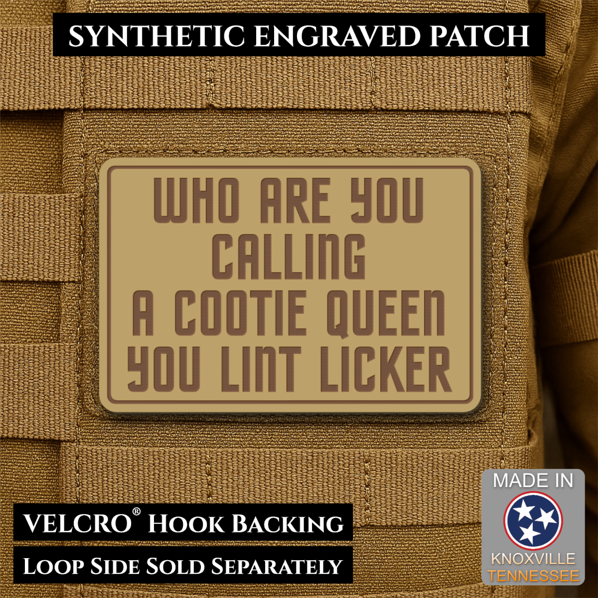 Lint Licker Funny Quote Morale Patch, 2x3" | Made in USA | VELCRO® Brand Hook Backing