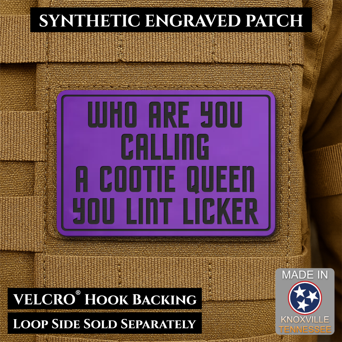 Lint Licker Funny Quote Morale Patch, 2x3" | Made in USA | VELCRO® Brand Hook Backing