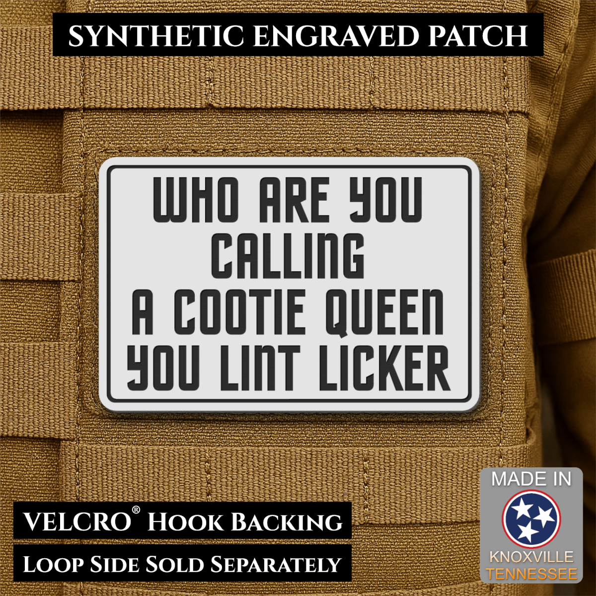 Lint Licker Funny Quote Morale Patch, 2x3" | Made in USA | VELCRO® Brand Hook Backing