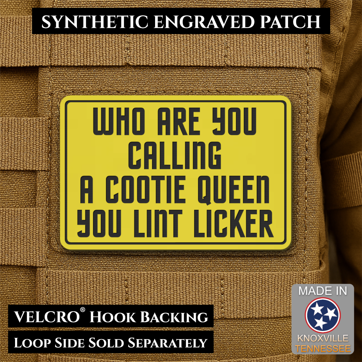 Lint Licker Funny Quote Morale Patch, 2x3" | Made in USA | VELCRO® Brand Hook Backing