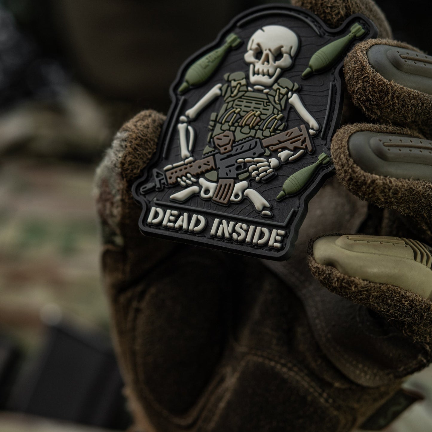 Dead Inside Skeleton PVC Morale Patch – Tactical Hook & Loop Backpack, Plate Carrier & Range Bag Patch