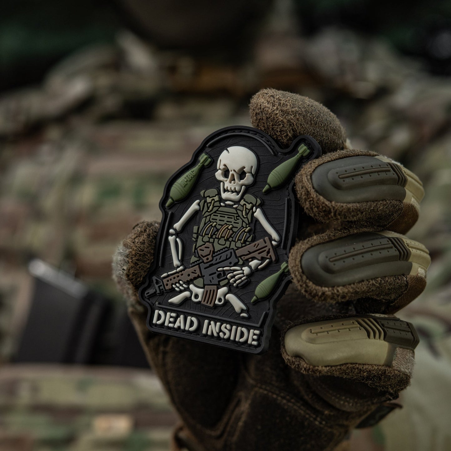 Dead Inside Skeleton PVC Morale Patch – Tactical Hook & Loop Backpack, Plate Carrier & Range Bag Patch