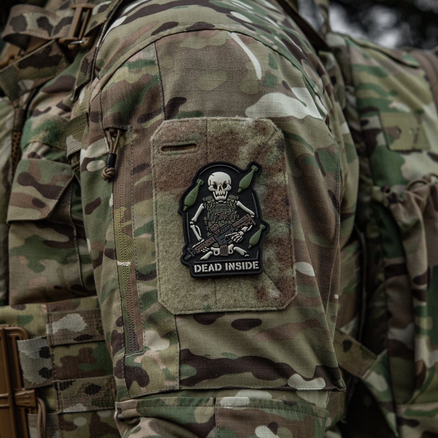 Dead Inside Skeleton PVC Morale Patch – Tactical Hook & Loop Backpack, Plate Carrier & Range Bag Patch