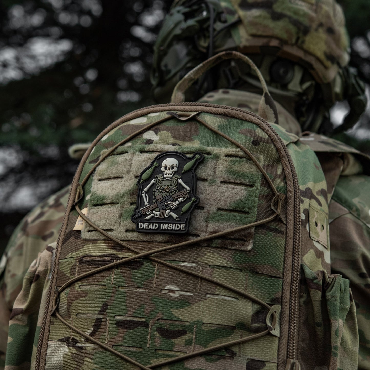 Dead Inside Skeleton PVC Morale Patch – Tactical Hook & Loop Backpack, Plate Carrier & Range Bag Patch