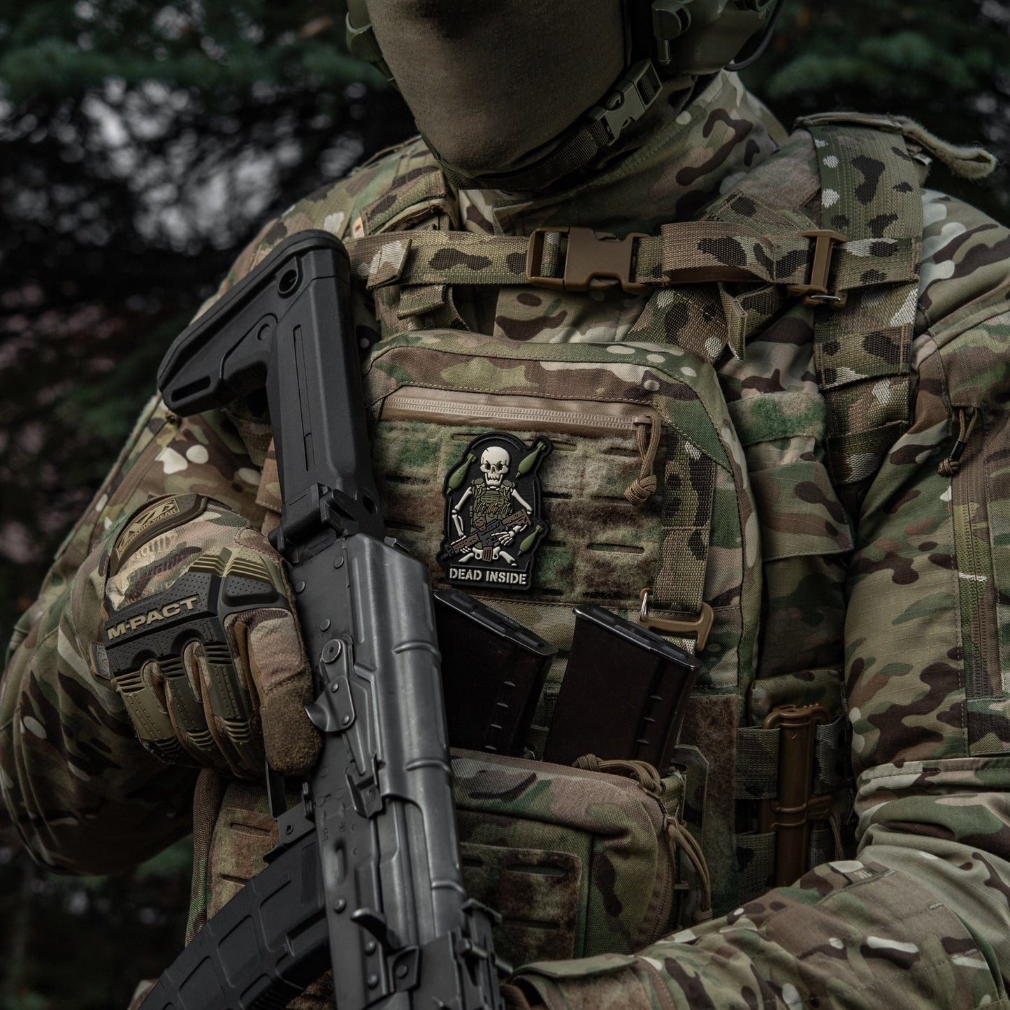 Dead Inside Skeleton PVC Morale Patch – Tactical Hook & Loop Backpack, Plate Carrier & Range Bag Patch