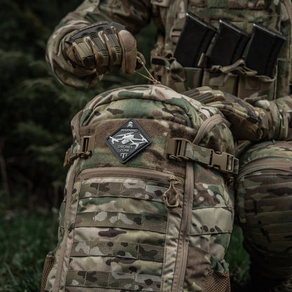 Warning Drones Zone PVC Morale Patch – M-Tac Tactical Hook & Loop Drone Operator Patch for Backpack, Plate Carrier & Range Bag