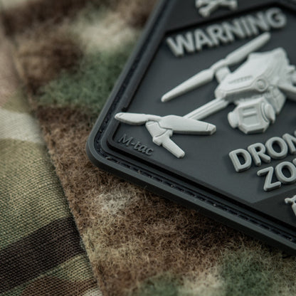 Warning Drones Zone PVC Morale Patch – M-Tac Tactical Hook & Loop Drone Operator Patch for Backpack, Plate Carrier & Range Bag