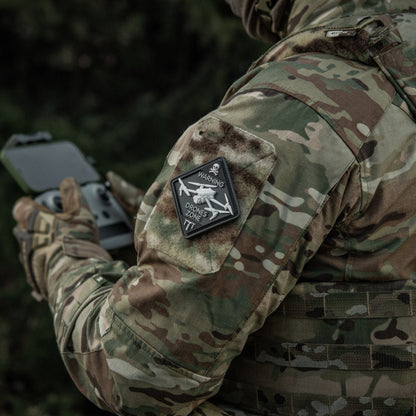 Warning Drones Zone PVC Morale Patch – M-Tac Tactical Hook & Loop Drone Operator Patch for Backpack, Plate Carrier & Range Bag