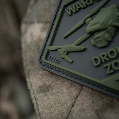 Warning Drones Zone PVC Morale Patch – M-Tac Tactical Hook & Loop Drone Operator Patch for Backpack, Plate Carrier & Range Bag