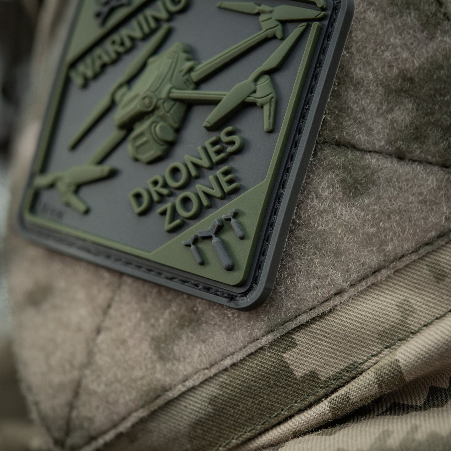 Warning Drones Zone PVC Morale Patch – M-Tac Tactical Hook & Loop Drone Operator Patch for Backpack, Plate Carrier & Range Bag