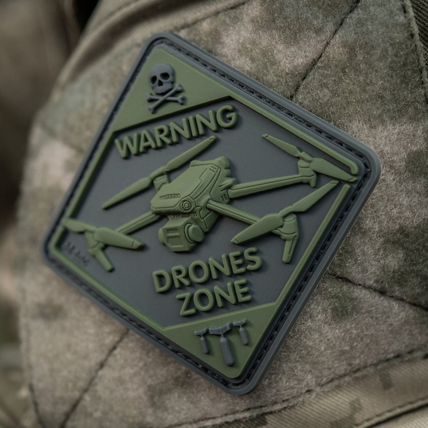 Warning Drones Zone PVC Morale Patch – M-Tac Tactical Hook & Loop Drone Operator Patch for Backpack, Plate Carrier & Range Bag