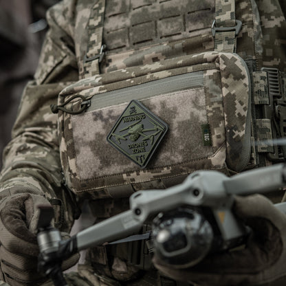 Warning Drones Zone PVC Morale Patch – M-Tac Tactical Hook & Loop Drone Operator Patch for Backpack, Plate Carrier & Range Bag