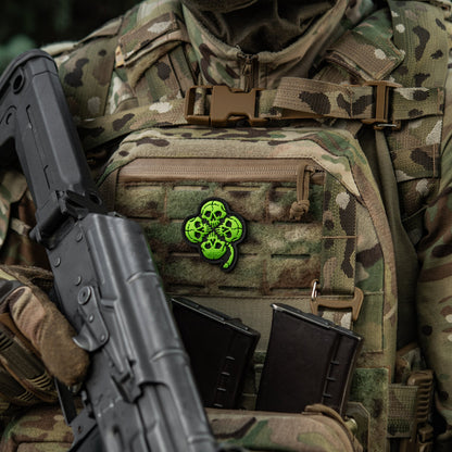 Lucky Skull Shamrock PVC Morale Patch – M-Tac Tactical Hook & Loop Clover Patch for Backpack, Plate Carrier & EDC Gear
