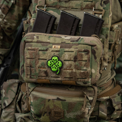 Lucky Skull Shamrock PVC Morale Patch – M-Tac Tactical Hook & Loop Clover Patch for Backpack, Plate Carrier & EDC Gear