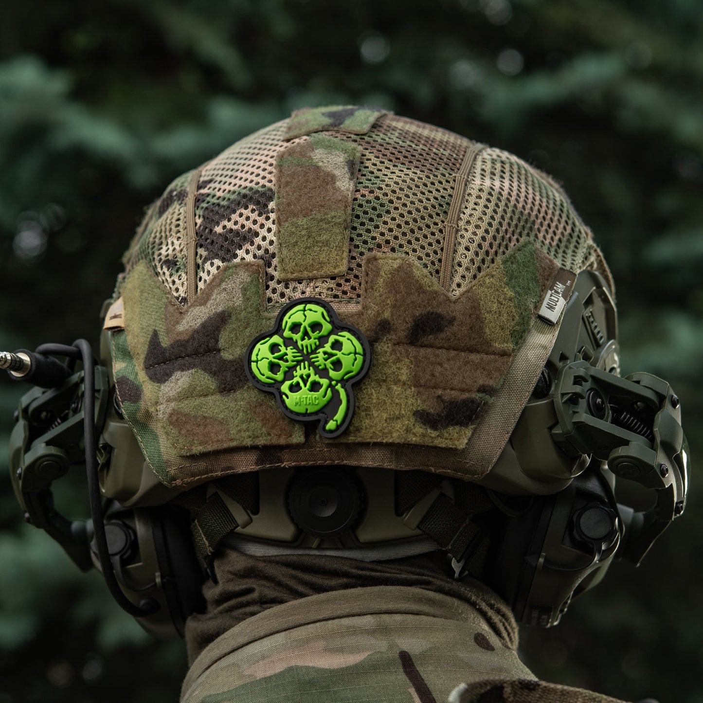 Lucky Skull Shamrock PVC Morale Patch – M-Tac Tactical Hook & Loop Clover Patch for Backpack, Plate Carrier & EDC Gear