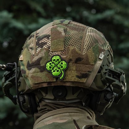 Lucky Skull Shamrock PVC Morale Patch – M-Tac Tactical Hook & Loop Clover Patch for Backpack, Plate Carrier & EDC Gear