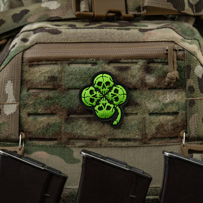 Lucky Skull Shamrock PVC Morale Patch – M-Tac Tactical Hook & Loop Clover Patch for Backpack, Plate Carrier & EDC Gear