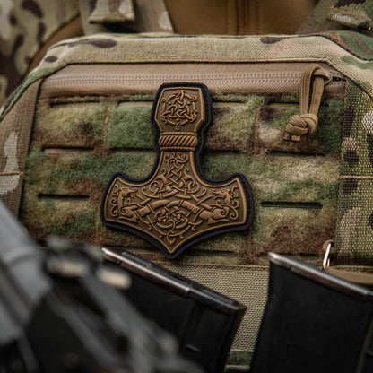 Mjölnir Thor's Hammer PVC Morale Patch – M-Tac Tactical Viking Hook & Loop Patch for Backpack, Plate Carrier & EDC