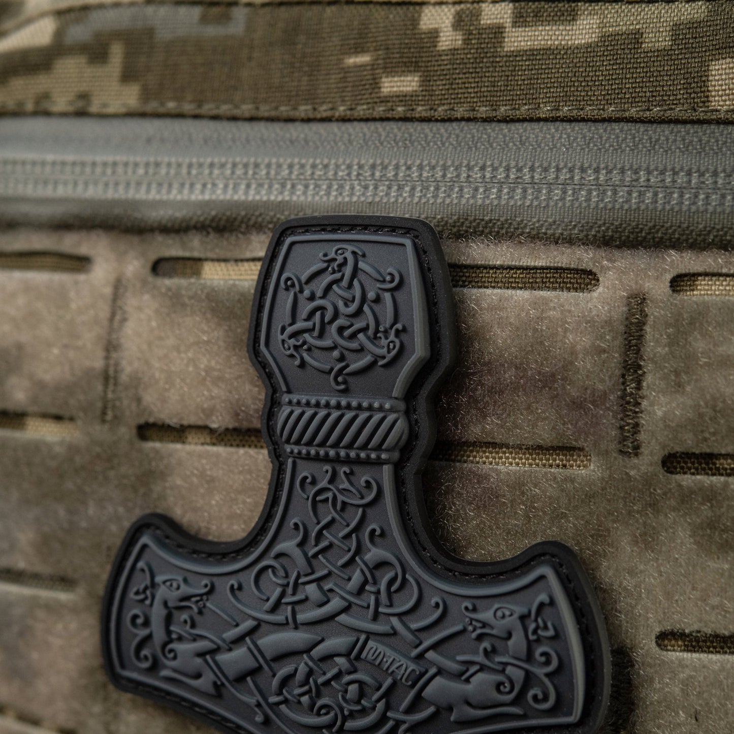 Mjölnir Thor's Hammer PVC Morale Patch – M-Tac Tactical Viking Hook & Loop Patch for Backpack, Plate Carrier & EDC