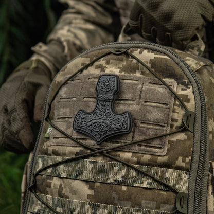 Mjölnir Thor's Hammer PVC Morale Patch – M-Tac Tactical Viking Hook & Loop Patch for Backpack, Plate Carrier & EDC