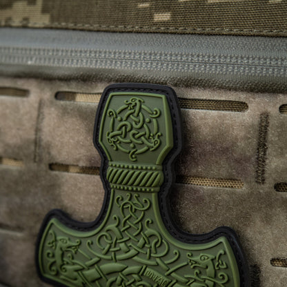 Mjölnir Thor's Hammer PVC Morale Patch – M-Tac Tactical Viking Hook & Loop Patch for Backpack, Plate Carrier & EDC