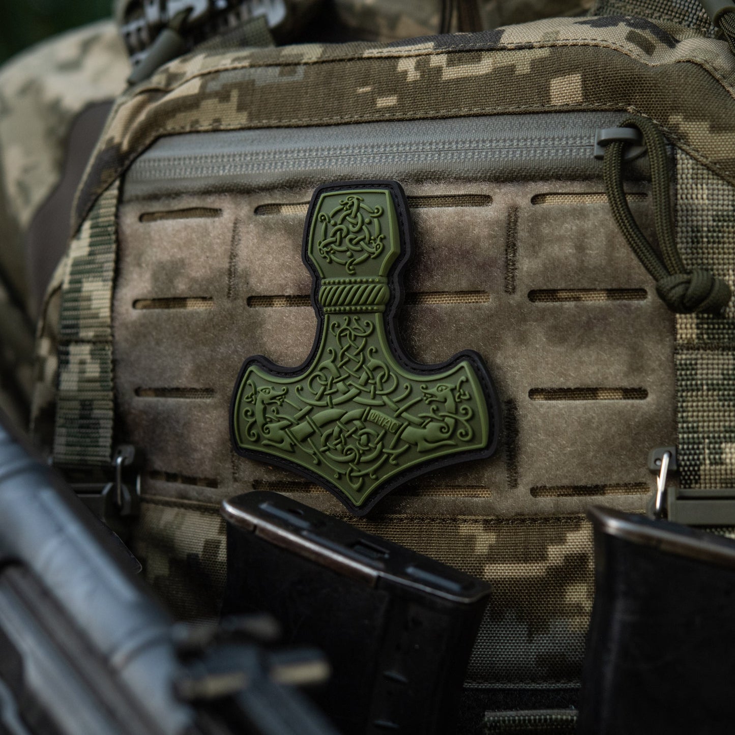 Mjölnir Thor's Hammer PVC Morale Patch – M-Tac Tactical Viking Hook & Loop Patch for Backpack, Plate Carrier & EDC
