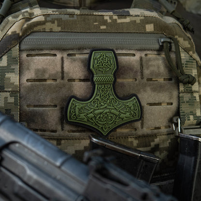 Mjölnir Thor's Hammer PVC Morale Patch – M-Tac Tactical Viking Hook & Loop Patch for Backpack, Plate Carrier & EDC