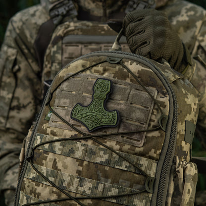 Mjölnir Thor's Hammer PVC Morale Patch – M-Tac Tactical Viking Hook & Loop Patch for Backpack, Plate Carrier & EDC