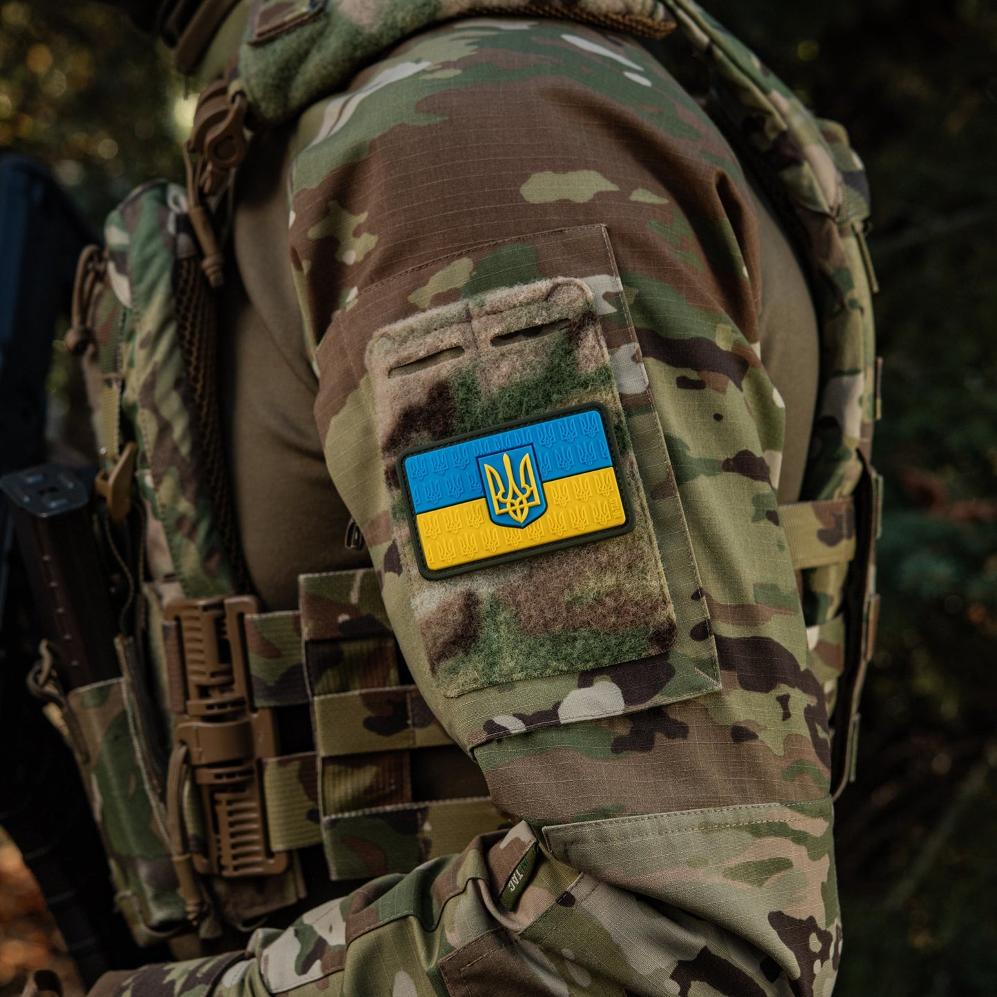 Ukraine Flag Embossed PVC Morale Patch – M-Tac Tactical Hook & Loop Ukrainian Trident Patch for Backpack, Plate Carrier & Uniform