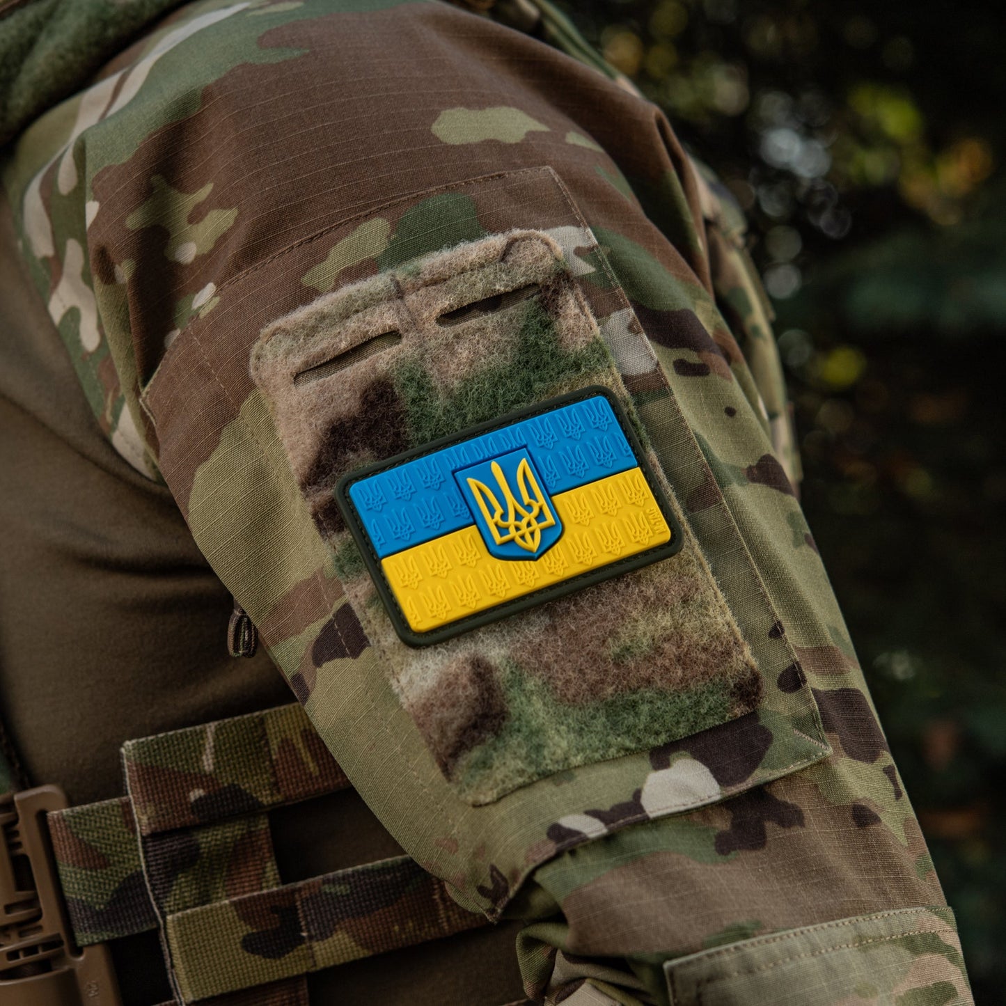 Ukraine Flag Embossed PVC Morale Patch – M-Tac Tactical Hook & Loop Ukrainian Trident Patch for Backpack, Plate Carrier & Uniform