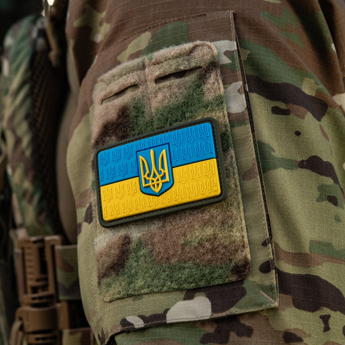 Ukraine Flag Embossed PVC Morale Patch – M-Tac Tactical Hook & Loop Ukrainian Trident Patch for Backpack, Plate Carrier & Uniform