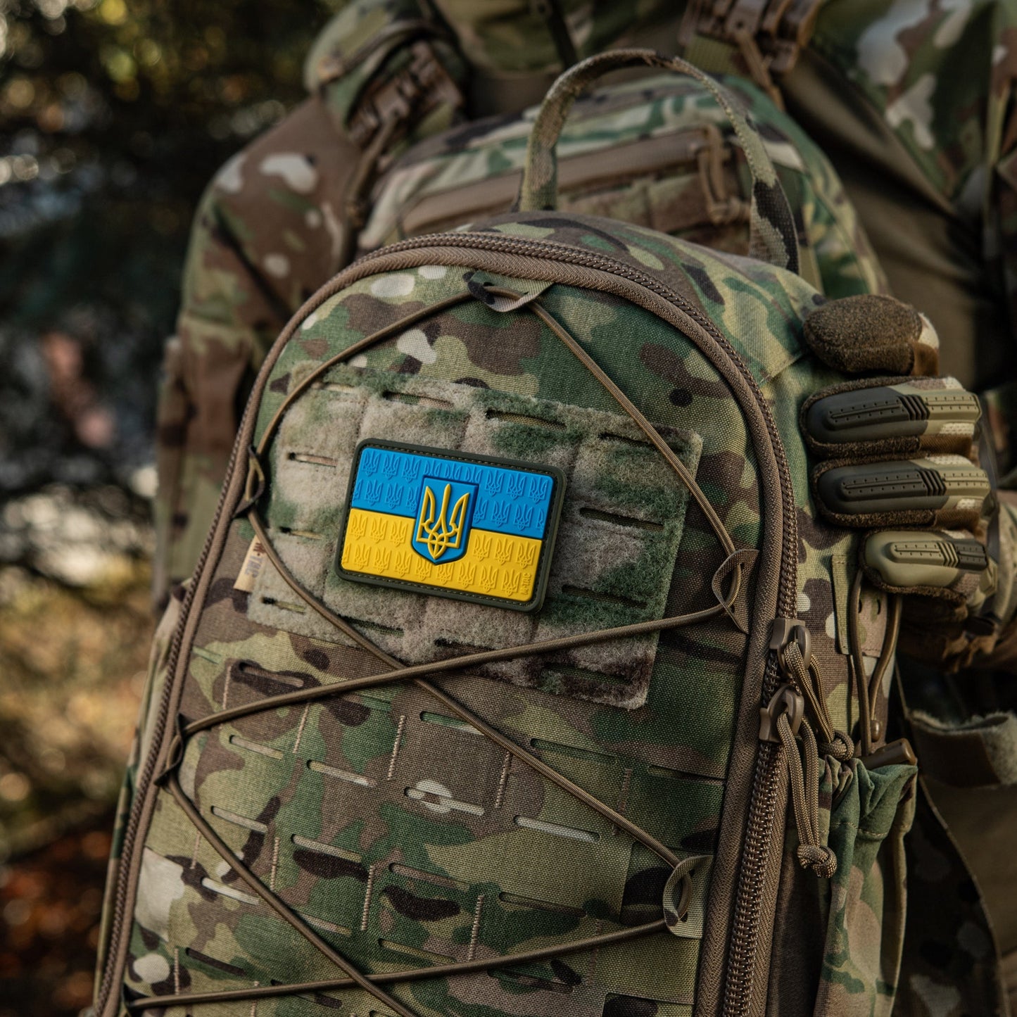 Ukraine Flag Embossed PVC Morale Patch – M-Tac Tactical Hook & Loop Ukrainian Trident Patch for Backpack, Plate Carrier & Uniform