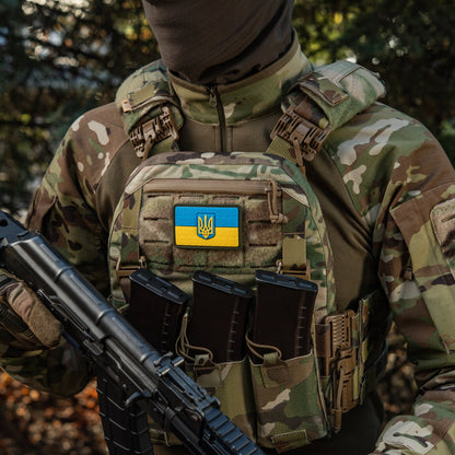 Ukraine Flag Embossed PVC Morale Patch – M-Tac Tactical Hook & Loop Ukrainian Trident Patch for Backpack, Plate Carrier & Uniform