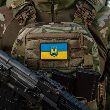 Ukraine Flag Embossed PVC Morale Patch – M-Tac Tactical Hook & Loop Ukrainian Trident Patch for Backpack, Plate Carrier & Uniform