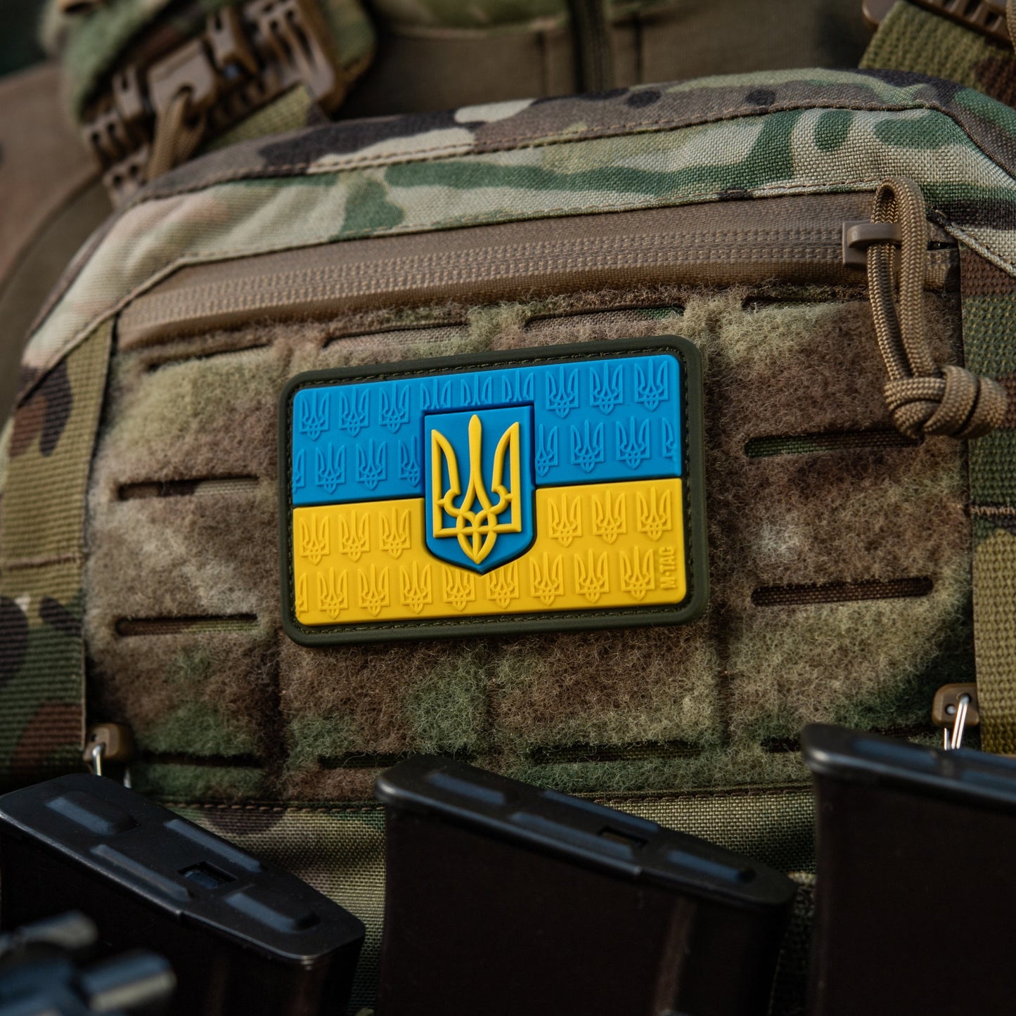 Ukraine Flag Embossed PVC Morale Patch – M-Tac Tactical Hook & Loop Ukrainian Trident Patch for Backpack, Plate Carrier & Uniform