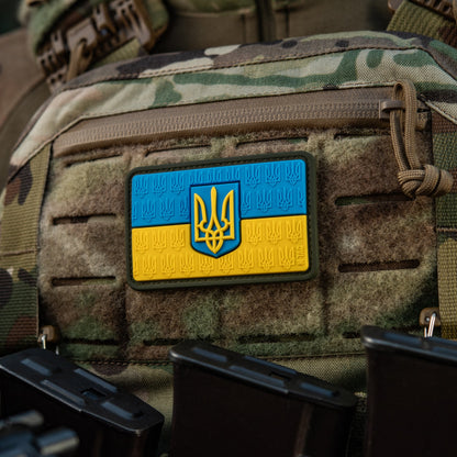 Ukraine Flag Embossed PVC Morale Patch – M-Tac Tactical Hook & Loop Ukrainian Trident Patch for Backpack, Plate Carrier & Uniform