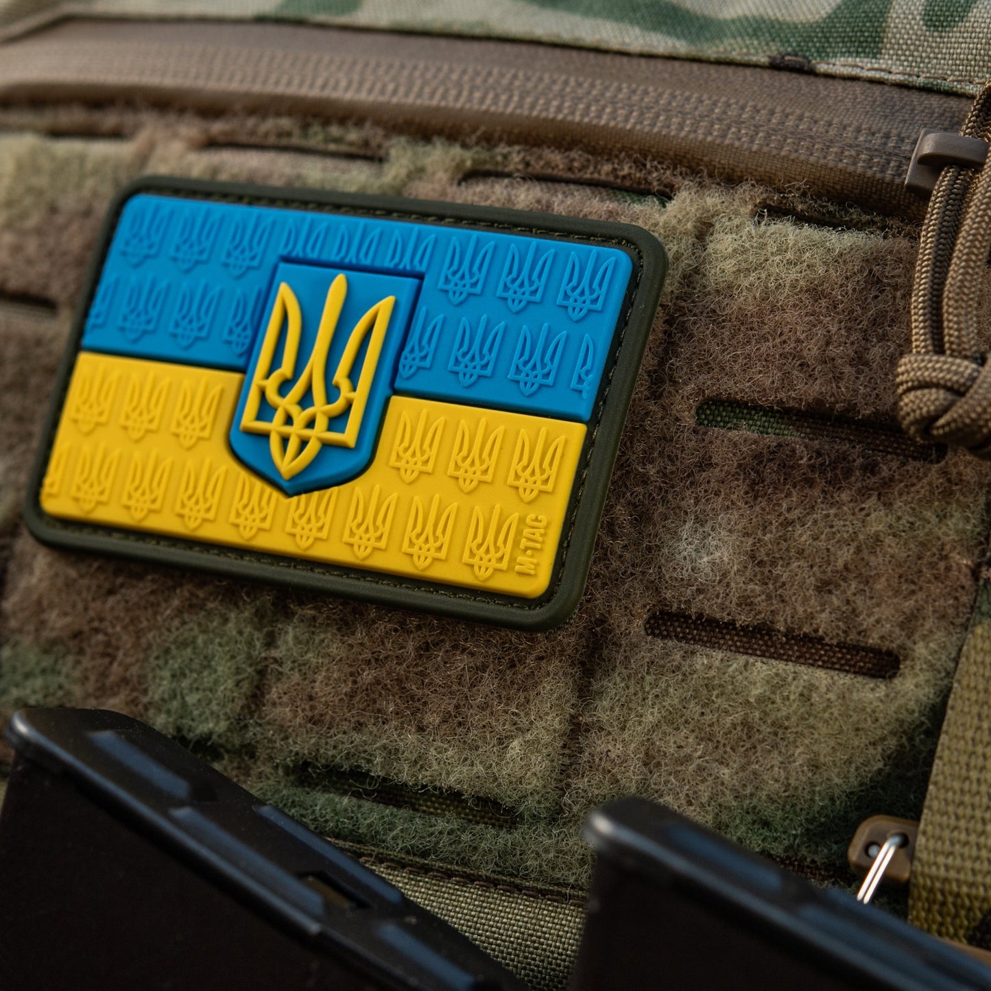 Ukraine Flag Embossed PVC Morale Patch – M-Tac Tactical Hook & Loop Ukrainian Trident Patch for Backpack, Plate Carrier & Uniform