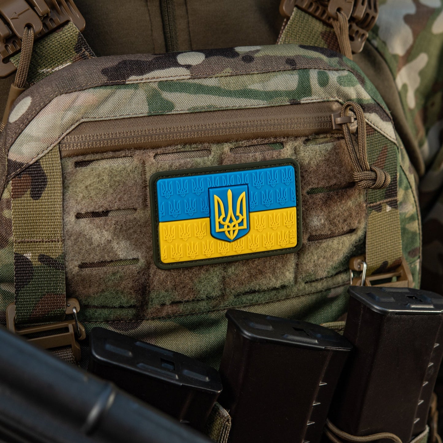 Ukraine Flag Embossed PVC Morale Patch – M-Tac Tactical Hook & Loop Ukrainian Trident Patch for Backpack, Plate Carrier & Uniform
