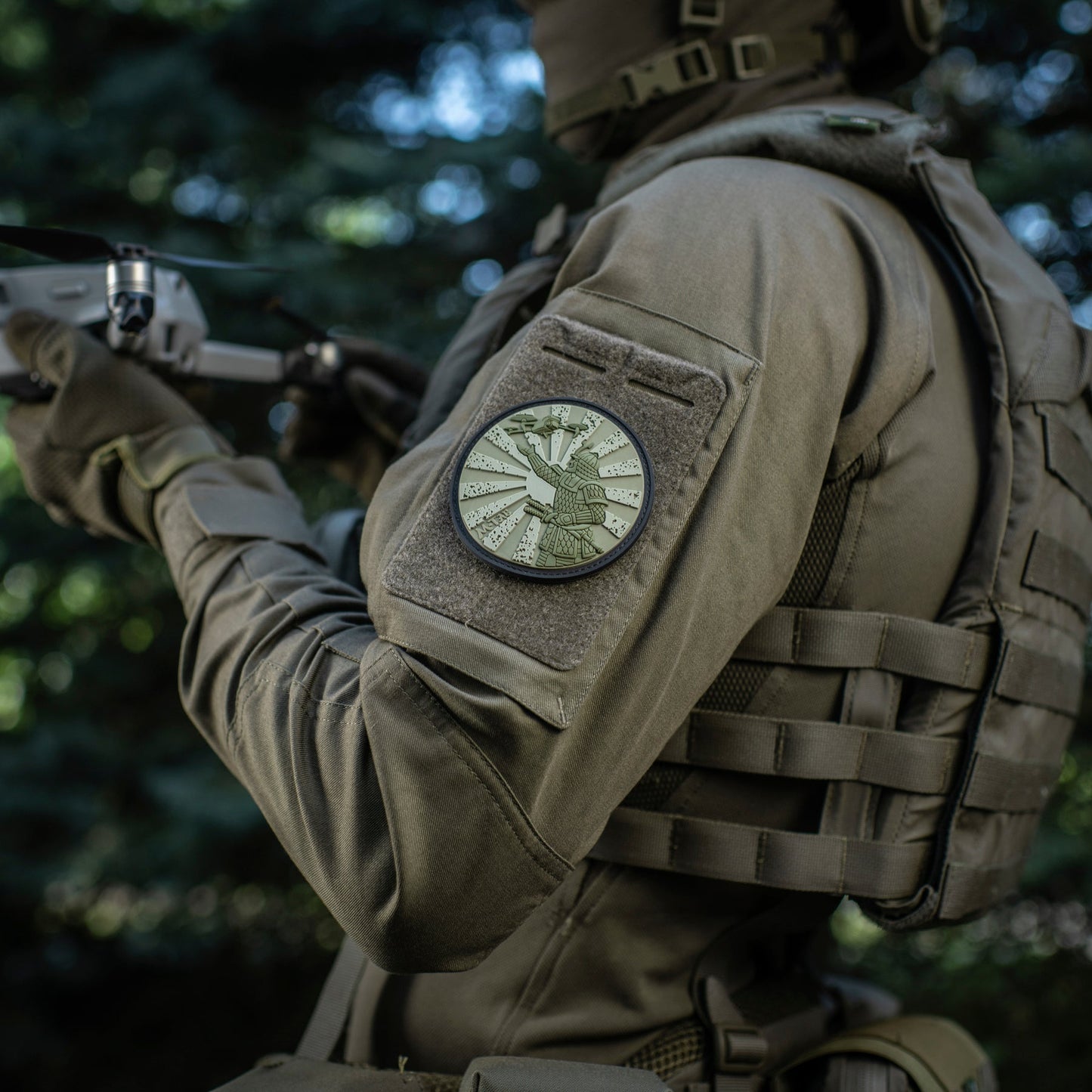 Samurai Drone PVC Morale Patch – M-Tac Tactical Hook & Loop FPV Drone Patch for Backpack, Plate Carrier & Range Bag