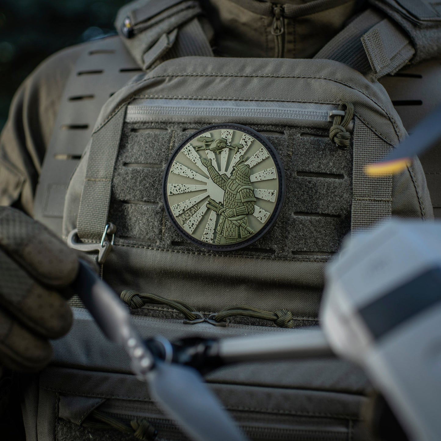Samurai Drone PVC Morale Patch – M-Tac Tactical Hook & Loop FPV Drone Patch for Backpack, Plate Carrier & Range Bag
