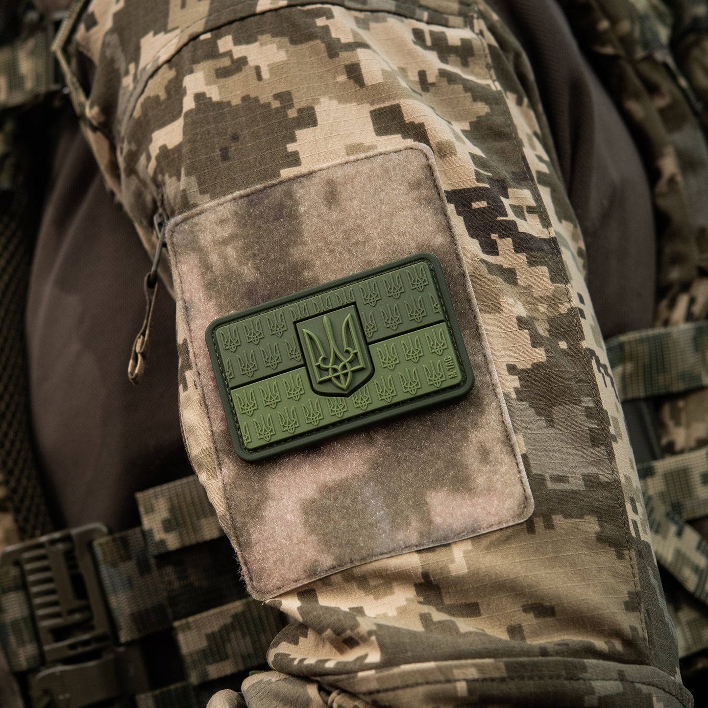 Ukraine Flag Embossed PVC Morale Patch – M-Tac Tactical Hook & Loop Ukrainian Trident Patch for Backpack, Plate Carrier & Uniform