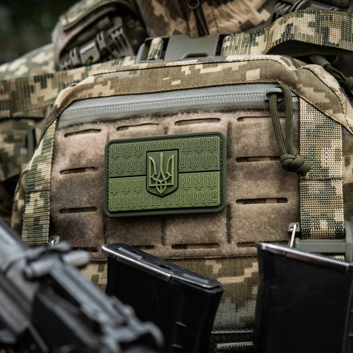 Ukraine Flag Embossed PVC Morale Patch – M-Tac Tactical Hook & Loop Ukrainian Trident Patch for Backpack, Plate Carrier & Uniform