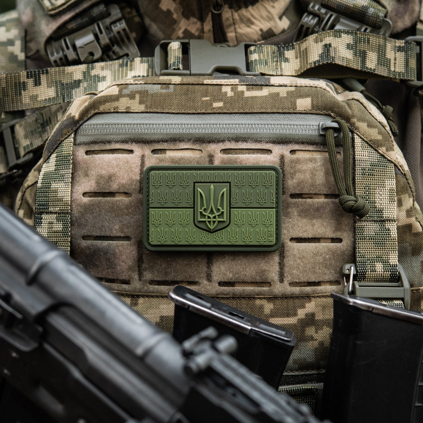 Ukraine Flag Embossed PVC Morale Patch – M-Tac Tactical Hook & Loop Ukrainian Trident Patch for Backpack, Plate Carrier & Uniform