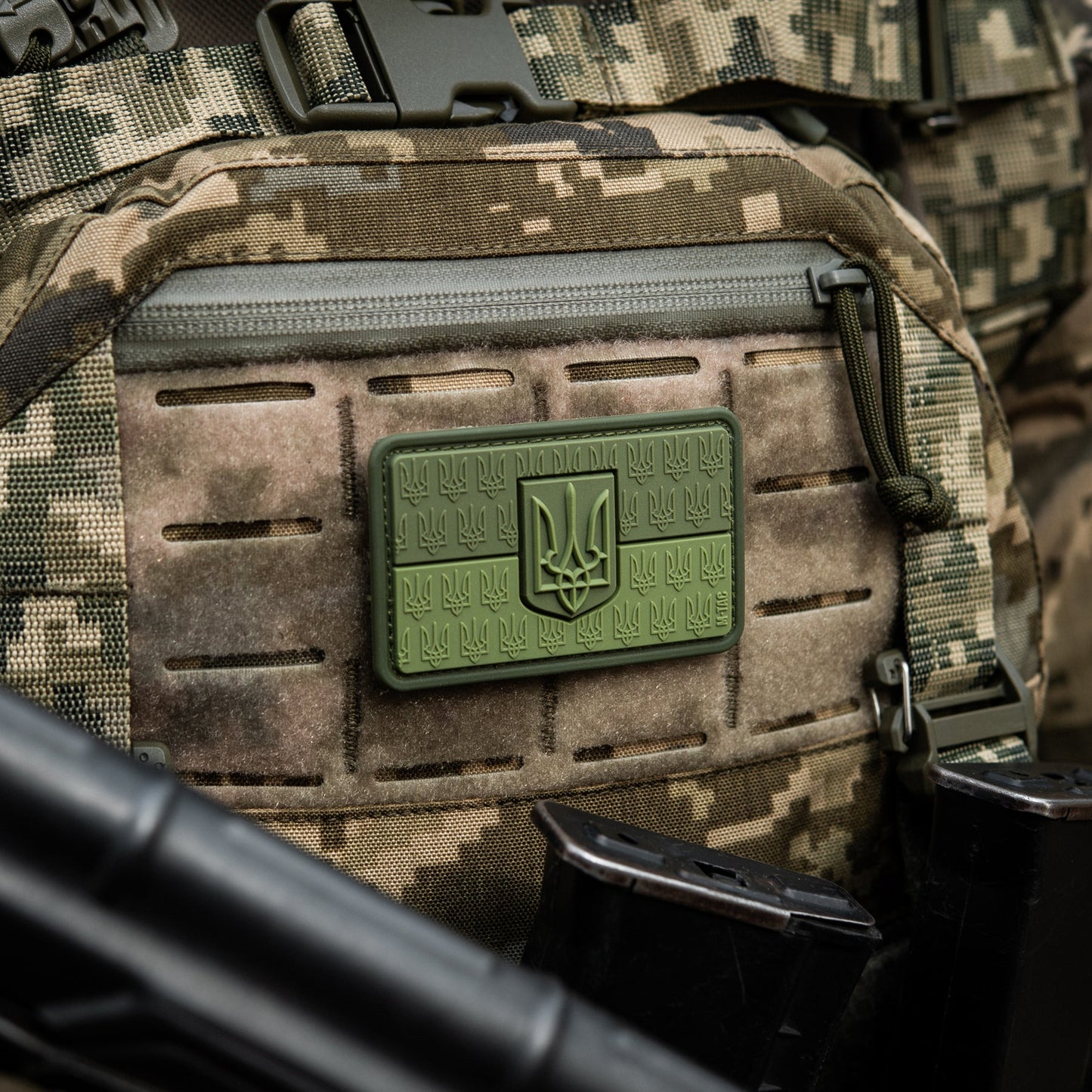 Ukraine Flag Embossed PVC Morale Patch – M-Tac Tactical Hook & Loop Ukrainian Trident Patch for Backpack, Plate Carrier & Uniform