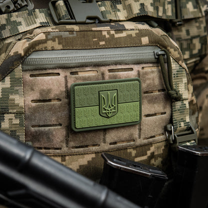 Ukraine Flag Embossed PVC Morale Patch – M-Tac Tactical Hook & Loop Ukrainian Trident Patch for Backpack, Plate Carrier & Uniform