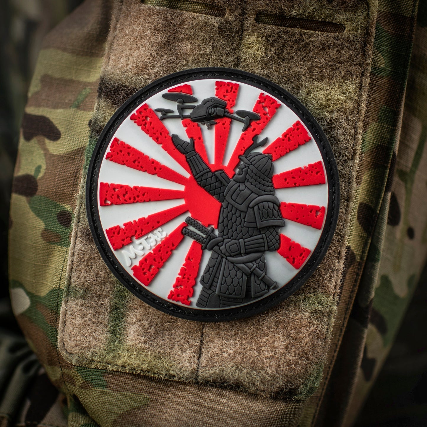 Samurai Drone PVC Morale Patch – M-Tac Tactical Hook & Loop FPV Drone Patch for Backpack, Plate Carrier & Range Bag