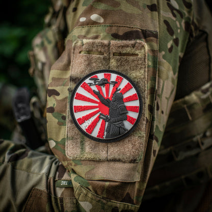 Samurai Drone PVC Morale Patch – M-Tac Tactical Hook & Loop FPV Drone Patch for Backpack, Plate Carrier & Range Bag