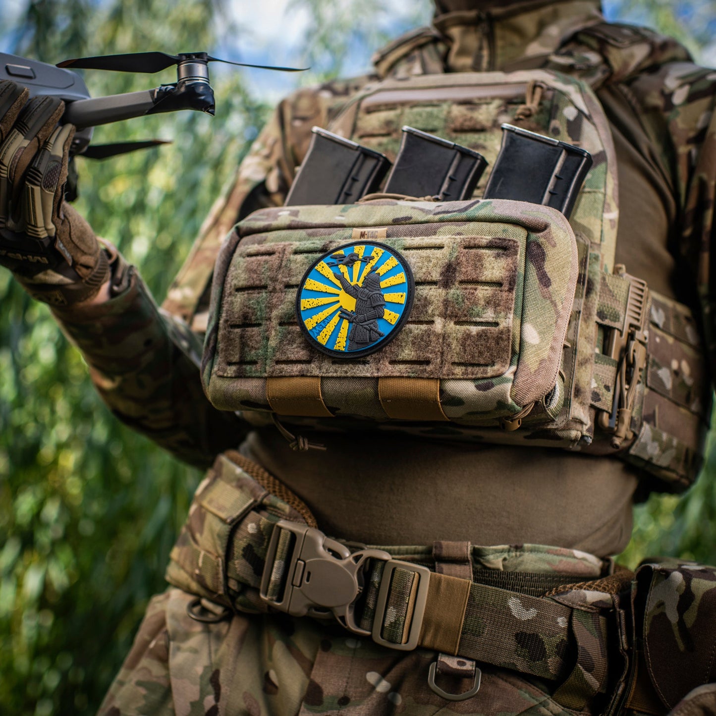Samurai Drone PVC Morale Patch – M-Tac Tactical Hook & Loop FPV Drone Patch for Backpack, Plate Carrier & Range Bag