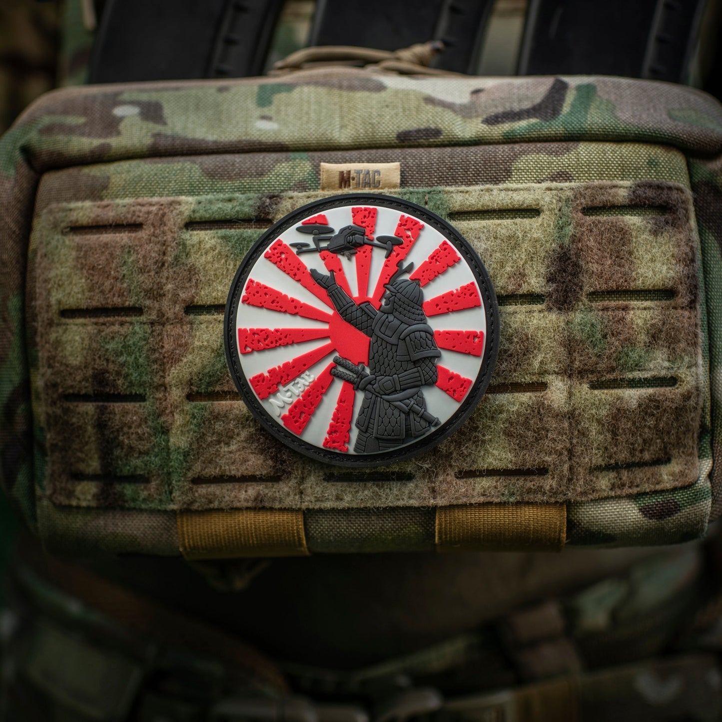 Samurai Drone PVC Morale Patch – M-Tac Tactical Hook & Loop FPV Drone Patch for Backpack, Plate Carrier & Range Bag