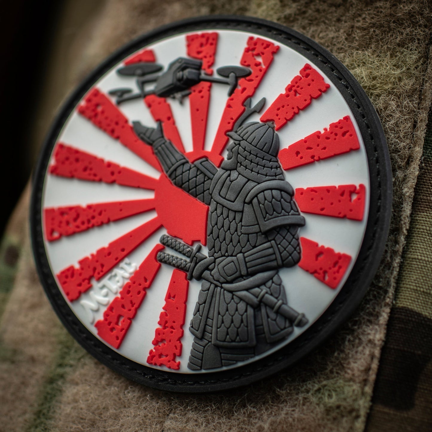 Samurai Drone PVC Morale Patch – M-Tac Tactical Hook & Loop FPV Drone Patch for Backpack, Plate Carrier & Range Bag